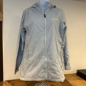 COLUMBIA Medium Periwinkle Gray Zip Ladies Jacket Soft Fleece Lining Excellent